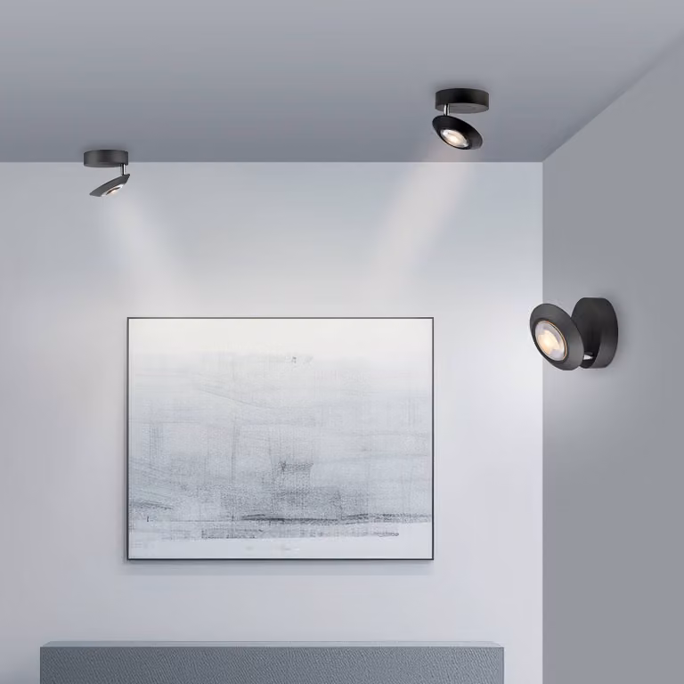 PURE Plafoniera a LED Oculis, dimmerabile, Nero, Soggiorno / Sala da pranzo, Moderno, Plafoniera LED