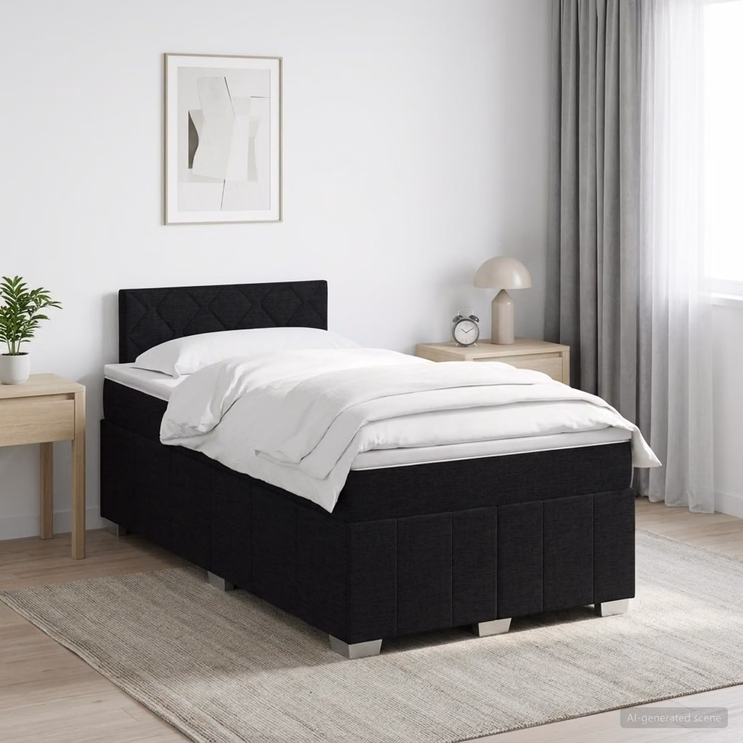 Letto box spring con materasso vidaXL in tessuto nero L 120 x P 200 cm