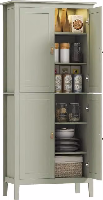 Mobile contenitore cucina con LED e sensore movimento ¨C Xylo ¨C verde, 80x40x176,5 cm