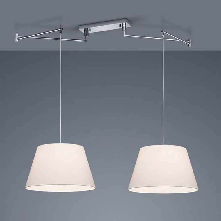 Helestra Lampada a sospensione Certo, dimmerabile, Bianco / Opale, Soggiorno / Sala da pranzo, Tessuto / Stoffa / Seta, Moderno, Lampada a sospensione