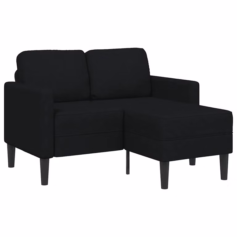vidaXL Divano 2 Posti con Chaise longue a L Nera 125 cm in Tessuto