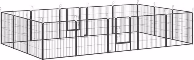 PawHut Recinto pieghevole per cani piccoli e medi con 16 pezzi e porta, Grigio, L: 3,2 m x P: 3,2 m x H: 0,8 m