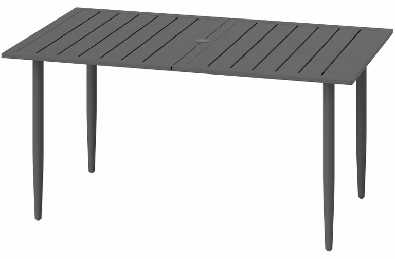 Tavolo da giardino Outsunny 150x90cm, tavolo da balcone in acciaio, tavolo da balcone con foro per ombrellone