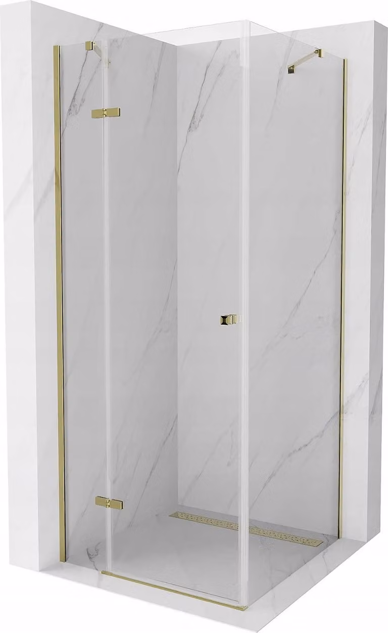 Mexen Roma cabina doccia a battente 70 x 70 cm, trasparente, oro - 854-070-070-50-00