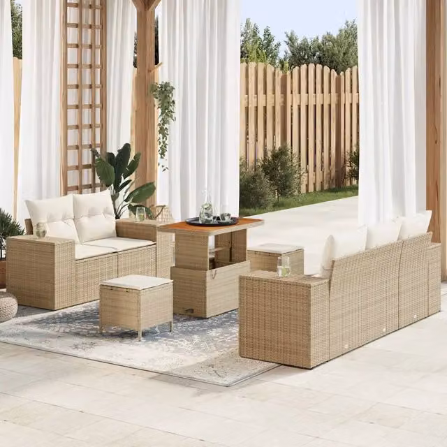 Set Divano da Giardino 8 pcs Beige polyrattan 3361951
