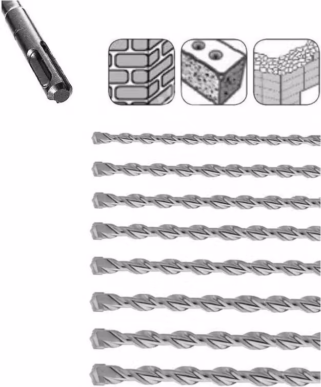 Set di punte per calcestruzzo SDS-plus extra lunghe (8 pezzi)