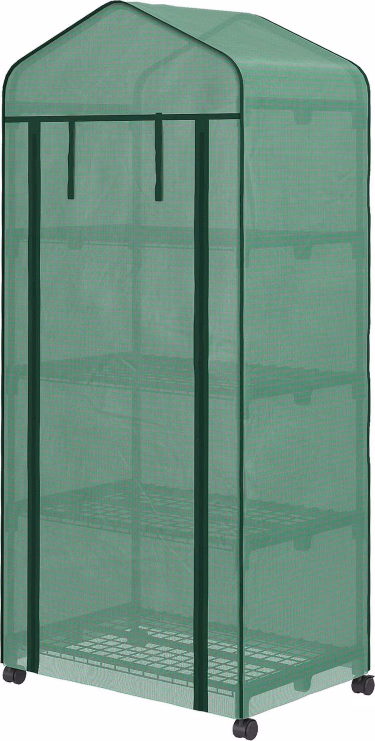 Serra in pellicola con rullo, serra con 4 ripiani, serra in pellicola con telaio in acciaio, per giardino, balcone 69 x 50 x 165 cm, verde