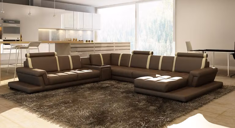 Ledersofa Sofa Couch Polster Wohnlandschaft Designer Ledersofa U-Form Garnitur