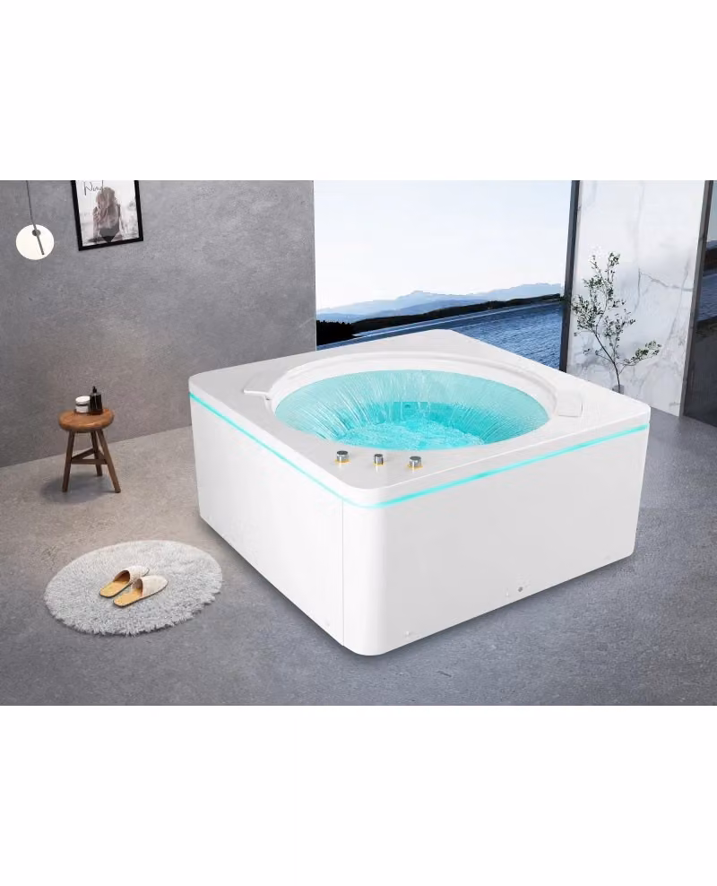 Vasca Idromassaggio Quadrata Nigrar con Riscaldatore, Luci LED e Cascata, Colore Bianco, L/P: 145 x 145 cm – 2