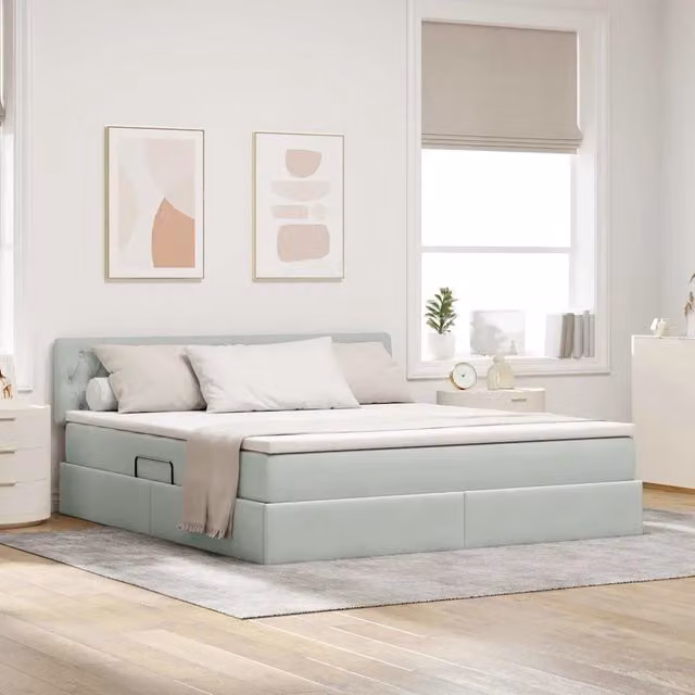 Letto con contenitore LED e materasso Grigio Chiaro 3371463