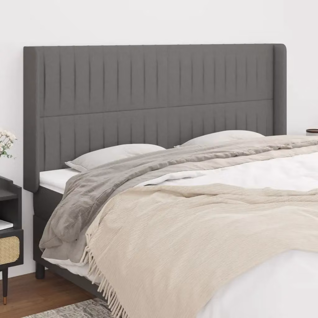 Testiera ad orecchio in tessuto grigio scuro L: 183 cm, P: 16 cm, H: 118/128 cm – 2