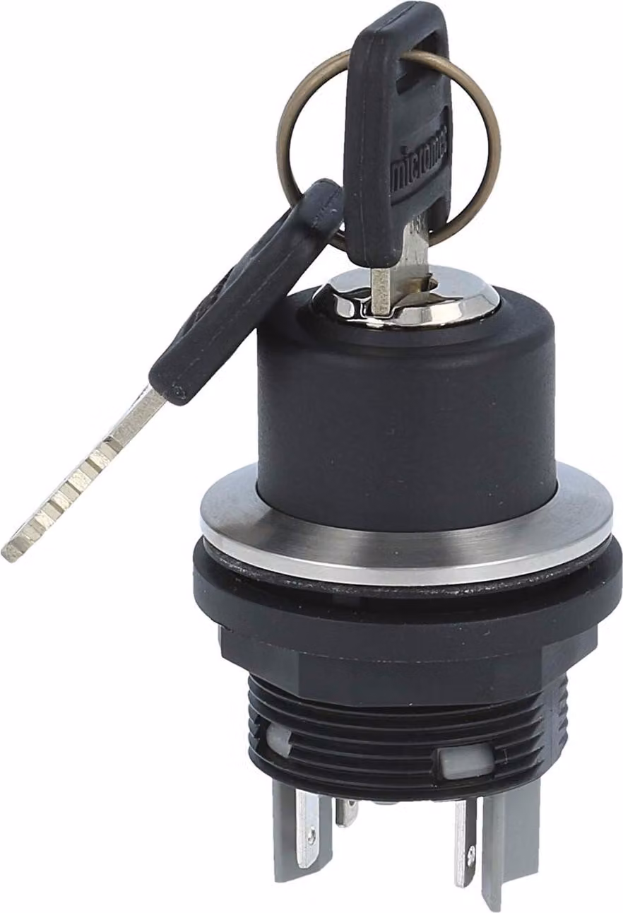 Georg Schlegel Tasto a chiave con arresto, 1Ö + 1S rotondo, SHORTRON connettore piatto 2,8 mm x 0,8 mm - 1 pezzo