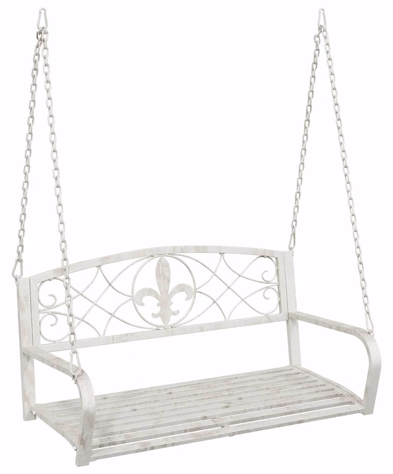 Panchina a Dondolo Acciaio 110,5 x 59 x 55 cm Bianco Antico