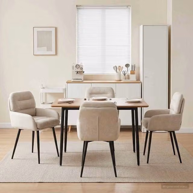 Set di 4 sedie da pranzo moderne vidaXL in velluto beige L: 59 cm, P: 59,5 cm, H: 90 cm – 1