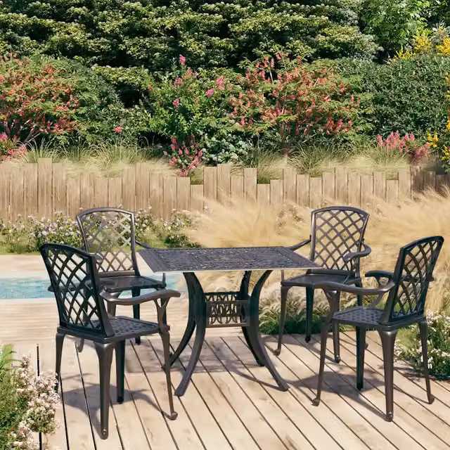 Set da Bistrot 5 pz in Alluminio Pressofuso Nero 3070614