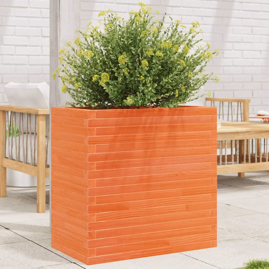 Fioriera da giardino vidaXL in legno massello di pino, colore marrone, L: 70 cm, P: 40 cm, H: 68,5 cm