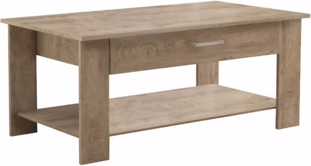 Tavolino da salotto moderno Cosma rettangolare in legno rovere chiaro e beige L: 110 cm, P: 60 cm, H: 46,5 cm