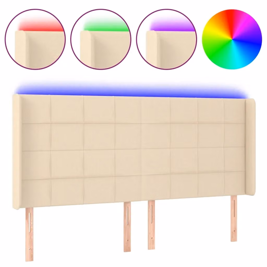 Testiera con LED e porta USB vidaXL in tessuto beige L: 203 cm, P: 16 cm, H: 118/128 cm – 2