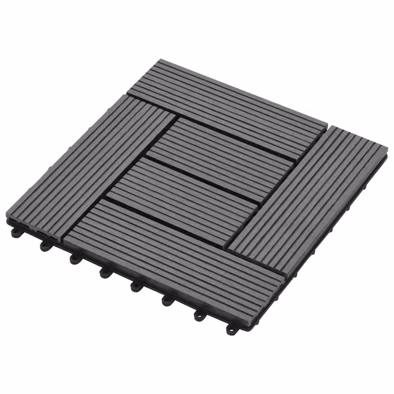 Set di 11 piastrelle per decking vidaXL in WPC grigio, 30 x 30 cm