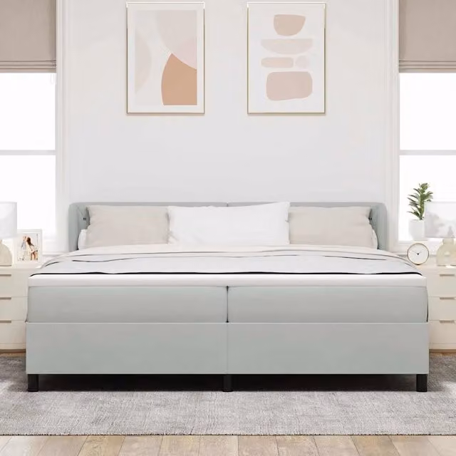 Letto a molle con materasso vidaXL in velluto grigio, L/P: 200 x 200 cm – 1