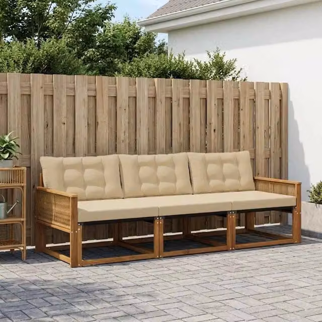 Set di divani da esterno 3 pz Naturale e Beige 3381221