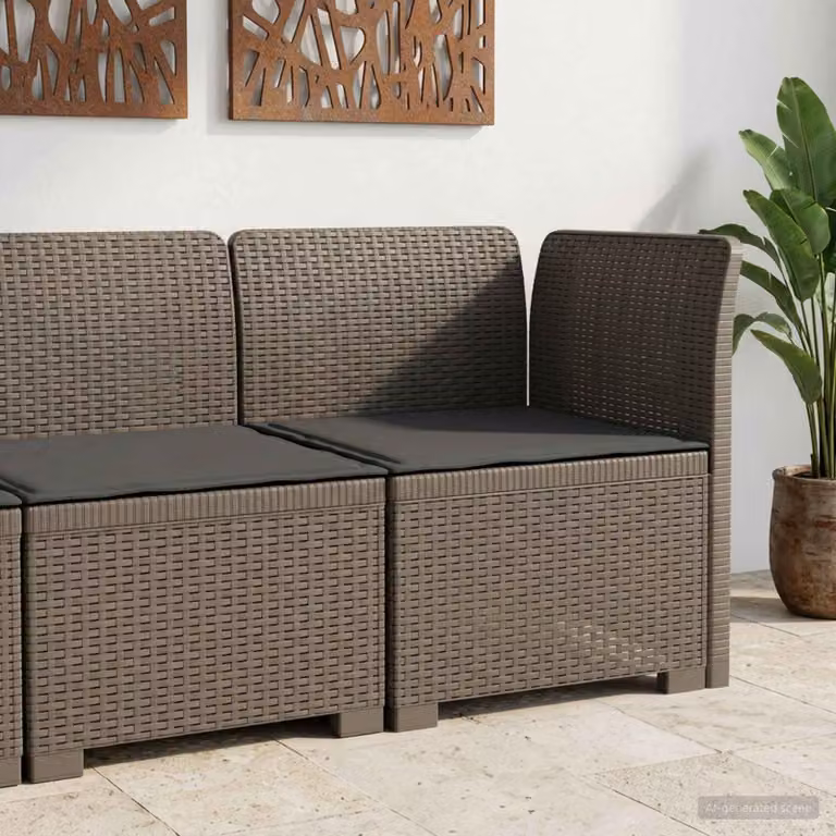 Divano da giardino singolo vidaXL con cuscino in aspetto rattan color antracite