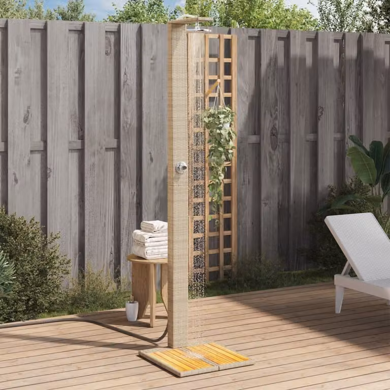 Maison Exclusive - Doccia da giardino beige 50x55x224 cm in rattan sintetico e legno di acacia