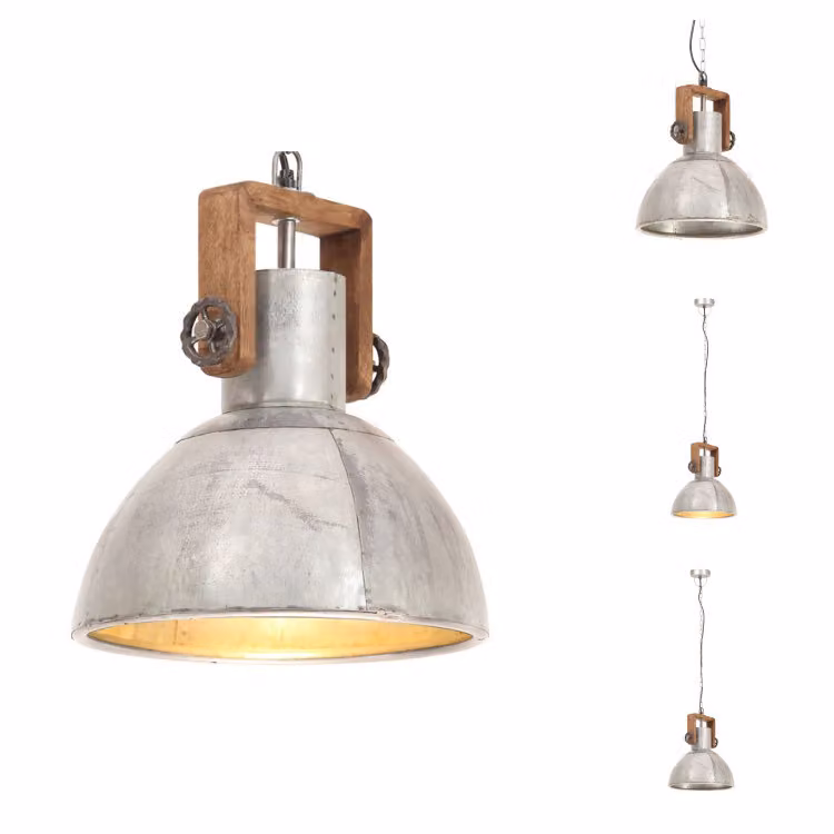 vidaXL Lampada a sospensione stile industriale 25 W argento rotonda 30 cm E27 -  Lampade