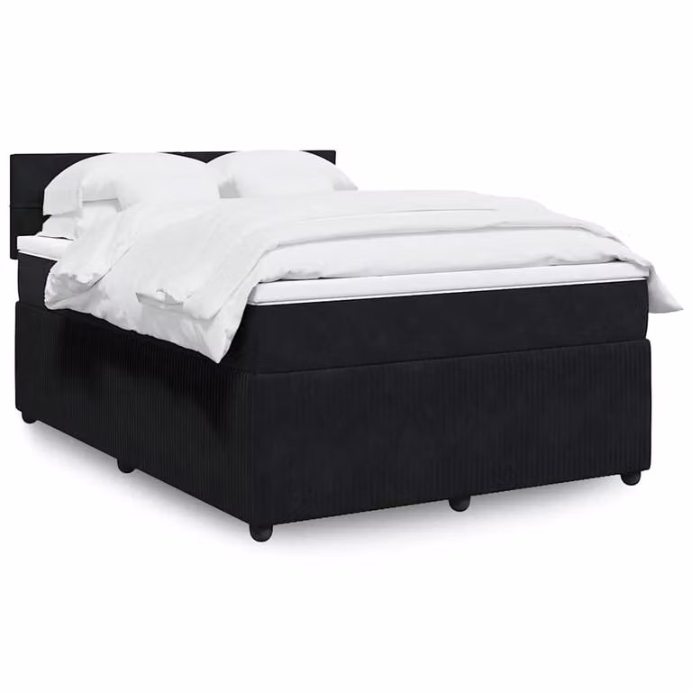 vidaXL Giroletto a Molle con Materasso in Velluto Nero L/P/H: 160 x 200 cm
