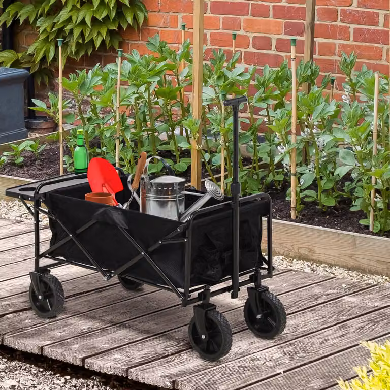 Carrello per la spiaggia - Carrello per il trasporto di oggetti pesanti - Carrello per il trasporto - Carrello pieghevole per il trasporto di oggetti pesanti - Carrello traino - Manico telescopico regolabile