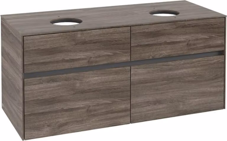 Villeroy & Boch Collaro Meuble sous-lavabo, 4 tiroirs, pour 2 lavabos, montage mural, 1200x548x500mm, C04400RK, C04400RK