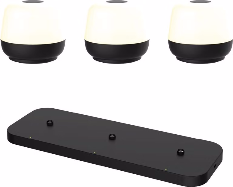 Luxus Europe - Lampada da tavolo Naxos, nera - Lampade da tavolo da esterno senza fili - Set da 3 - Ricaricabili