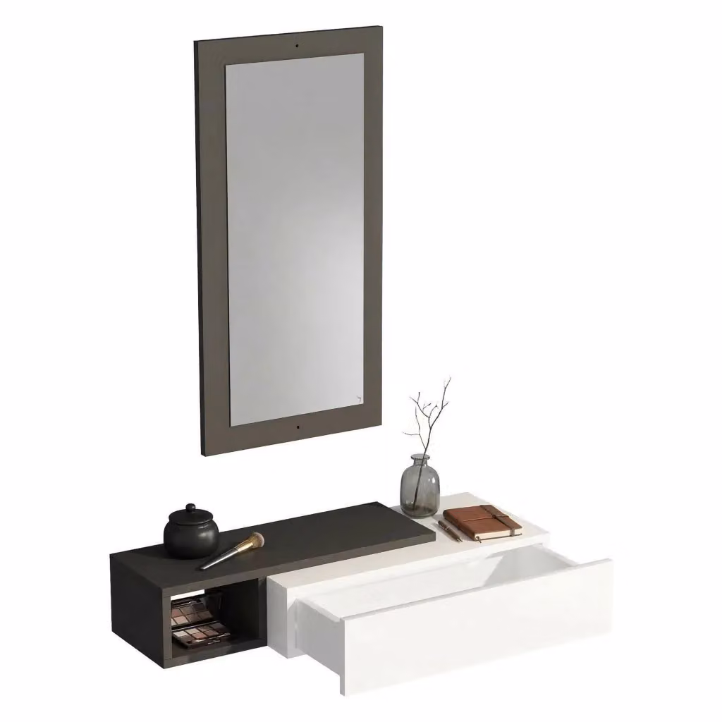 Mobile da ingresso DMORA con specchio, design moderno e sospeso, L: 82 cm, P: 30 cm, H: 16 cm – 2