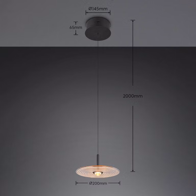 Trio Lighting Lampada a sospensione Sirena, dimmerabile, Nero, Soggiorno / Sala da pranzo, Metallo, Lampada a sospensione