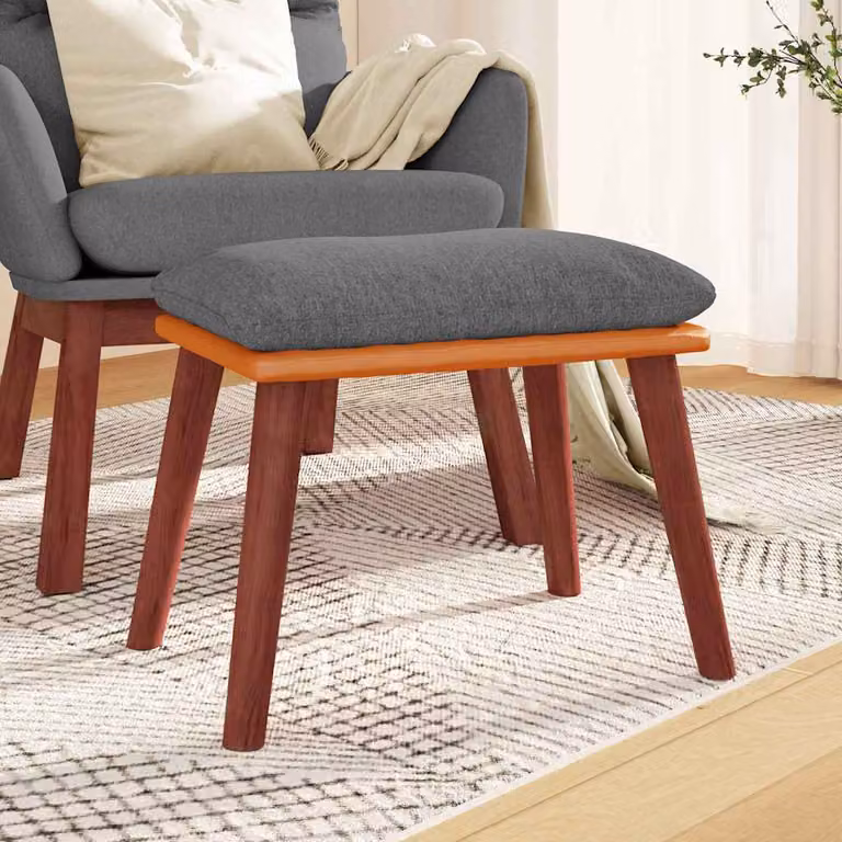 Sgabello vidaXL Grigio Chiaro in Tessuto e Similpelle L: 45 cm, P: 29,5 cm, H: 35 cm