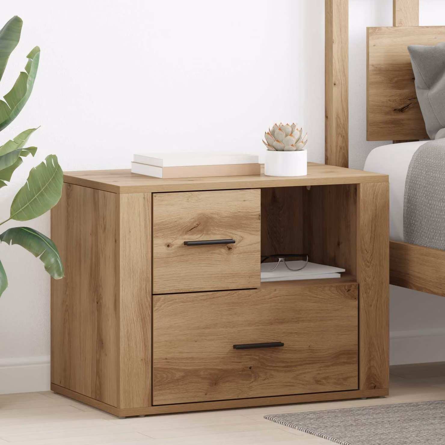 Armadio da notte vidaXL in stile rustico color marrone L 60 cm x P 50 cm x H 35 cm