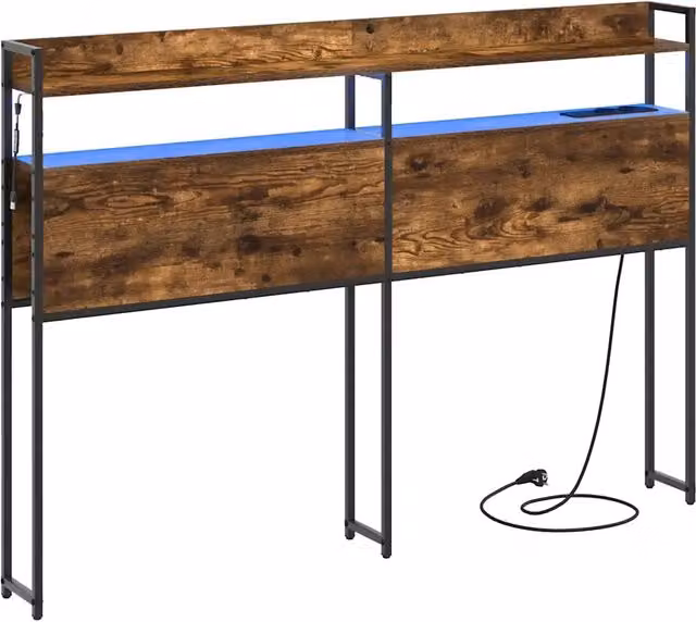 Testiera con mensola integrata e illuminazione vidaXL, colore marrone, L: 120 cm, H: 98 cm, P: 15 cm