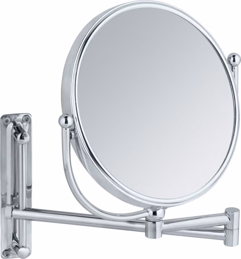 WENKO specchio cosmetico da parete DELUXE grande make-up 5 pieghevole Ø19 cm bagno WC