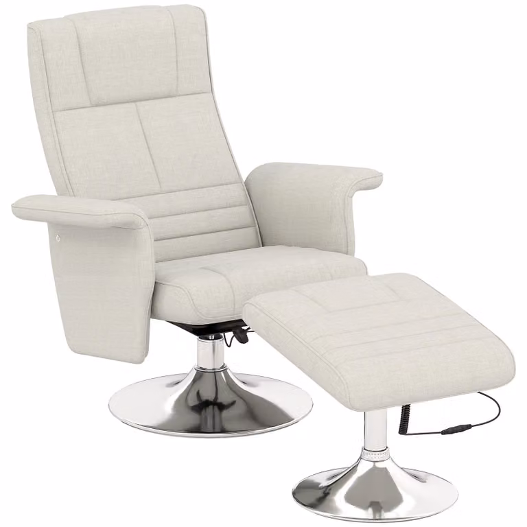 Poltrona massaggiante – Poltrona relax – Poltrona con massaggio – Poggiapiedi – Massaggio vibrante a 8 punti – Colore: bianco