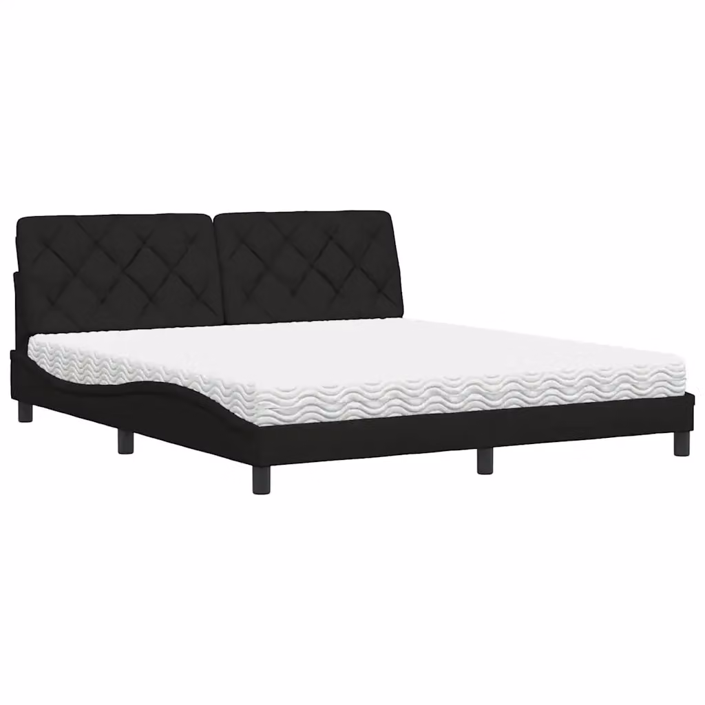 Letto moderno vidaXL con materasso in schiuma e struttura imbottita in tessuto nero e bianco L/P/H: 218 x 180 x 74,5 cm – 2