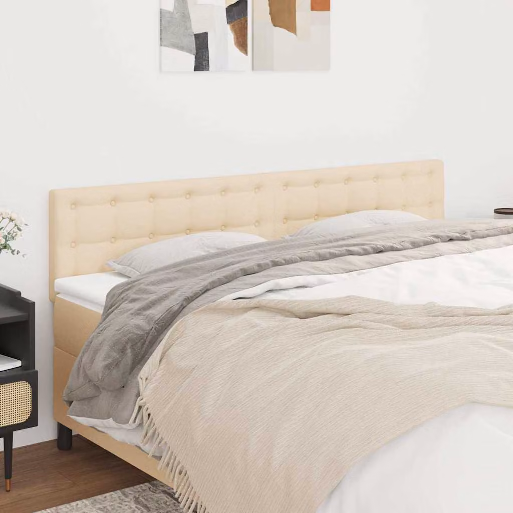 Testiera per letto vidaXL in tessuto beige con struttura in legno L: 180 cm, P: 5 cm, H: 78-88 cm