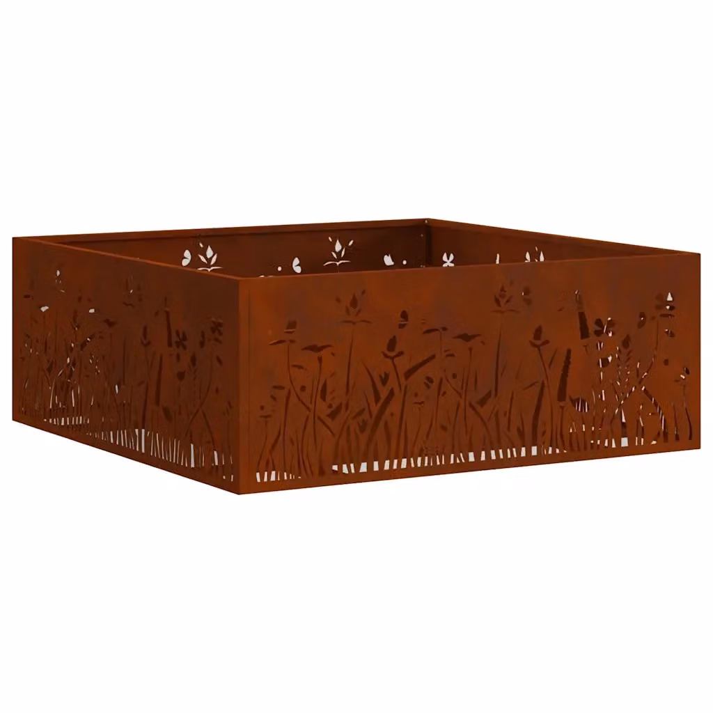 Braciere a fuoco vidaXL in acciaio corten marrone L: 80 cm, P: 80 cm, H: 30 cm – 2