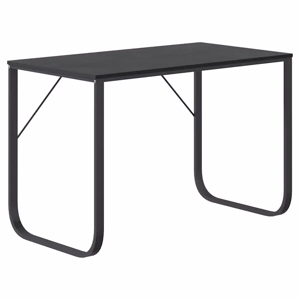 Scrivania per Computer vidaXL in Legno e Metallo Nera L: 110 cm, P: 60 cm, H: 73 cm – 2