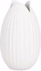 Vaso da tavolo ovale Bizzotto in ceramica bianco con decoro a righe, H: 33 cm, L: 20 cm