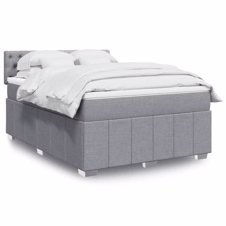 vidaXL Giroletto a Molle con Materasso Ibrido in Tessuto Grigio Chiaro, L/P/H: 140 x 200 cm