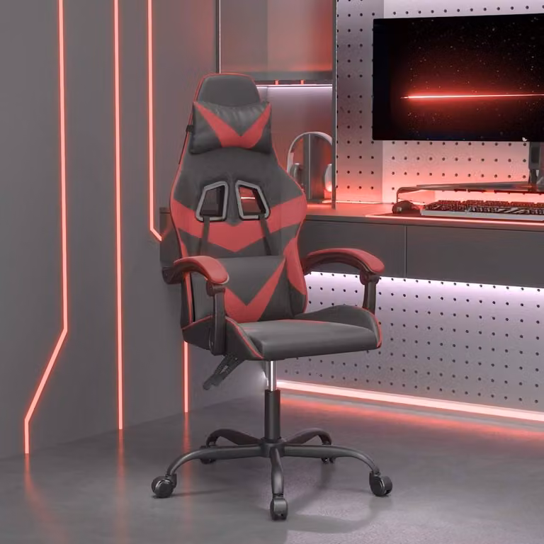 Sedia Gaming vidaXL in Similpelle Nero e Rosso con Poggiatesta e Ruote