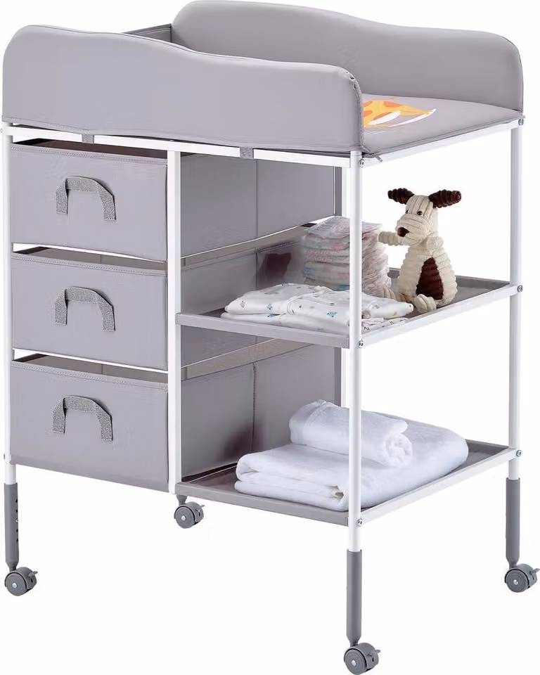 Fasciatoio portatile con 3 cassetti e ruote