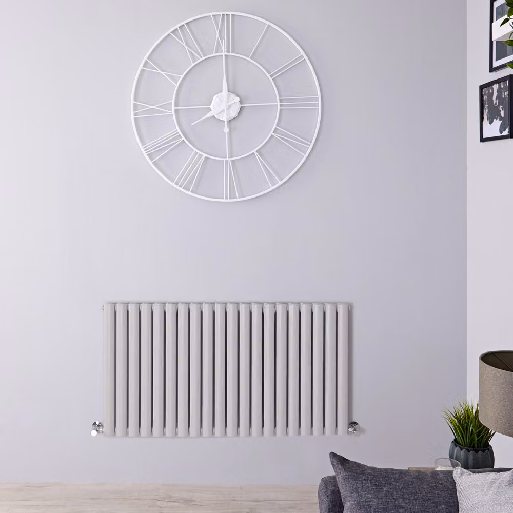 Radiatore di Design Orizzontale Doppio Grigio Chiaro - 635 x 1180mm - 1470W - Revive
