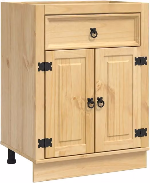 Armadio moderno rettangolare con cassetto 60 x 46 x 81,5 cm linee pulite interno in pino massello finitura miele 02_0058886