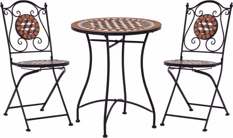 The Living Store Set da 3 pz. Set da bistrot in Vetroceramica mosaico terracotta